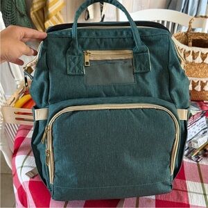 Teal Diaper Backpack with Gold Accents